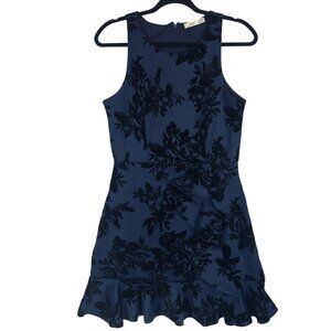 sleeveless velvet cocktail party dress ruffled hem size med Dex